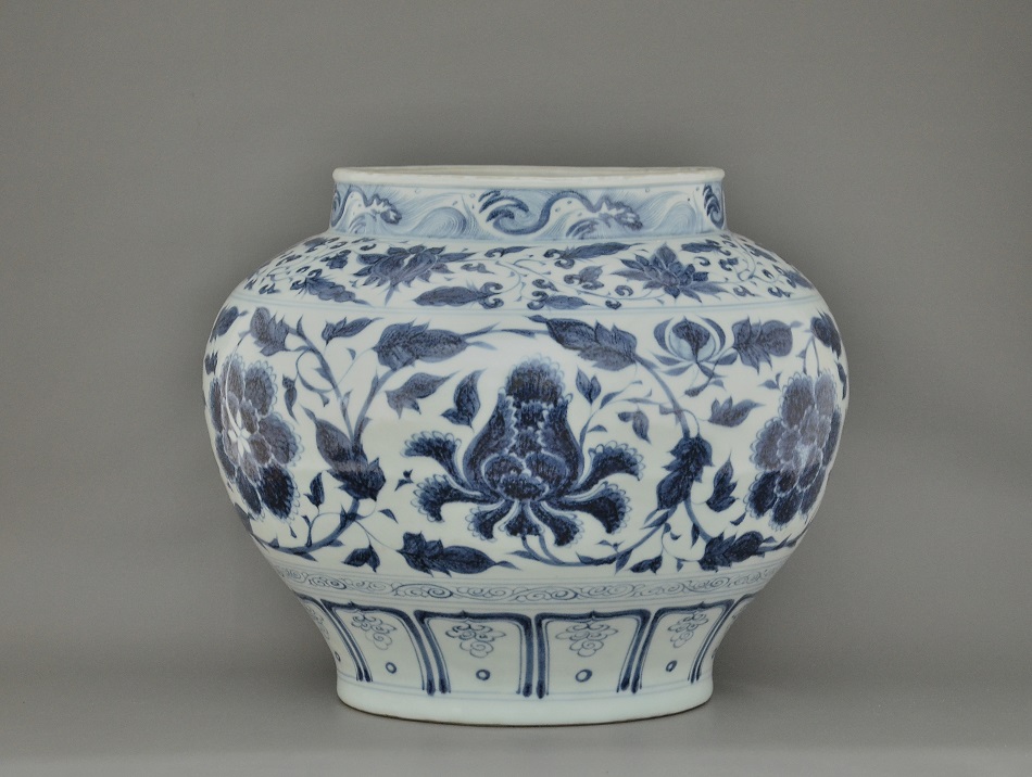 Blue and white jar